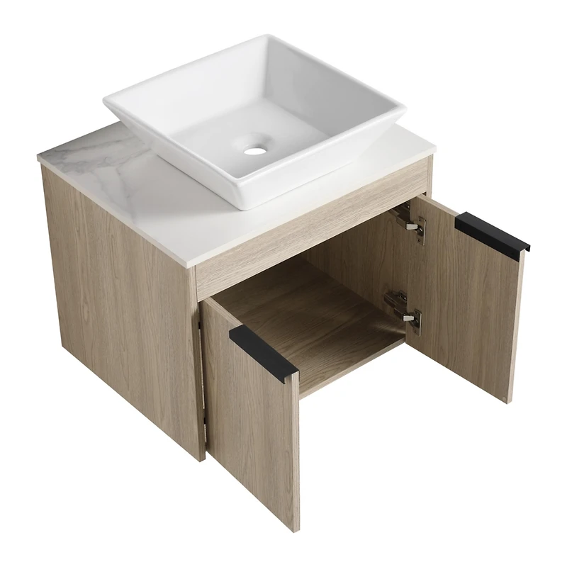 Streamdale 24" Modern Design Float Bathroom Vanity With Ceramic Basin Set