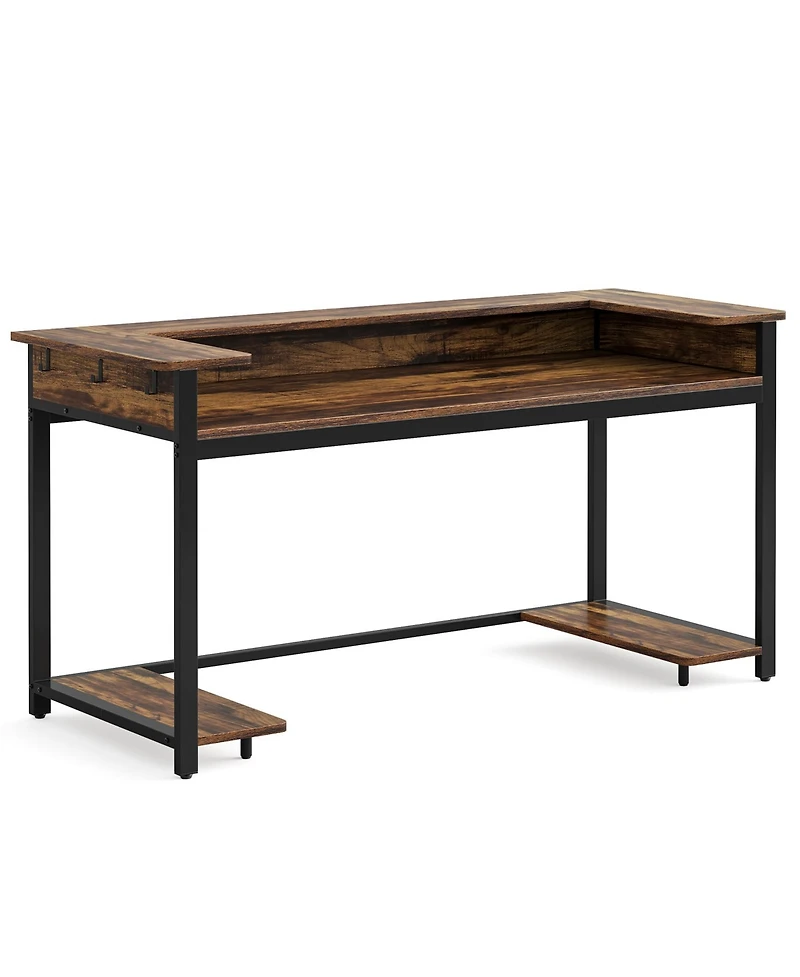 Tribesigns Large Computer Desk with Monitor Shelf for Writing Study, 70.9 inches Corner Table with Cpu Stand and Headphone Hooks for Home Office Works