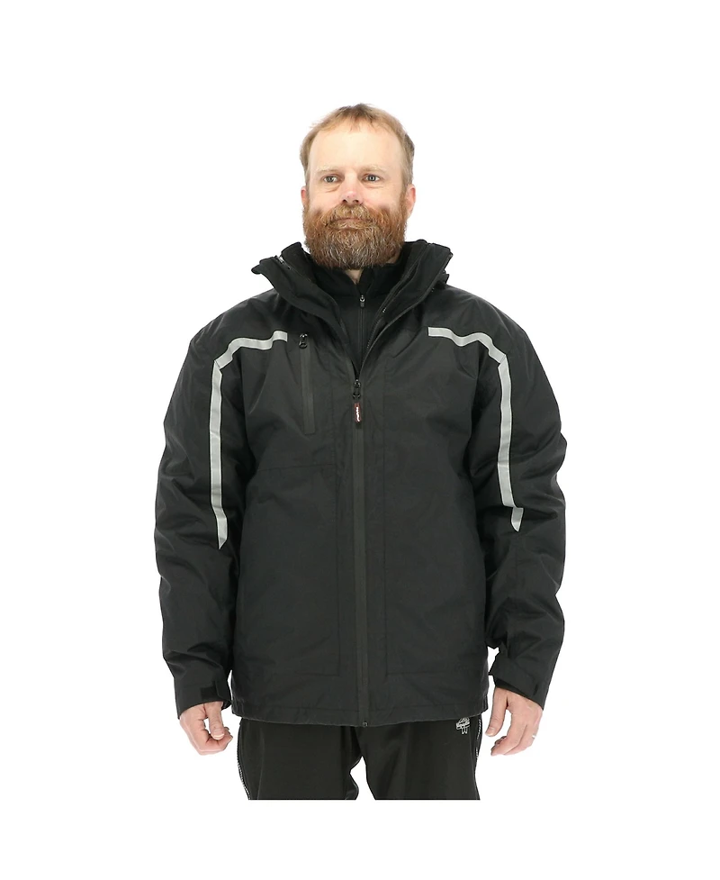 RefrigiWear Men's 3-in-1 Rainwear Jacket Waterproof Raincoat, Versatile All-Weather Outerwear, Breathable Design
