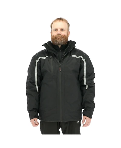 RefrigiWear Men's 3-in-1 Rainwear Jacket Waterproof Raincoat, Versatile All-Weather Outerwear, Breathable Design
