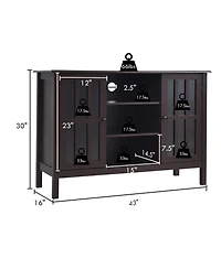 Gymax Wood Tv Stand Entertainment Media Center Console for Tv up to 50'' Brown