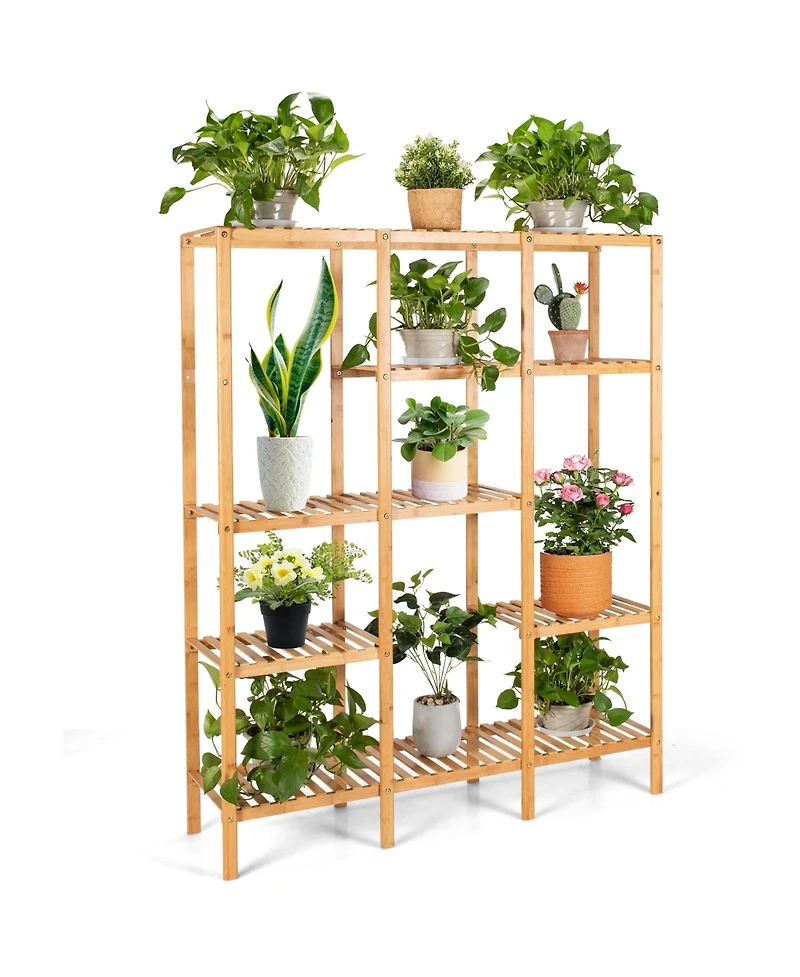 Sugift Multifunctional Bamboo Shelf Storage Organizer Rack