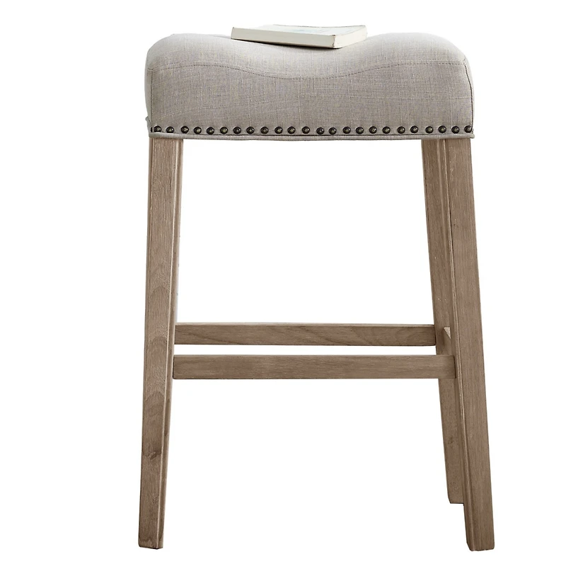 Streamdale Furniture Upholstered Backless Saddle Seat Bar Stools 29" height Set of 2, Tan