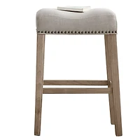 Streamdale Furniture Upholstered Backless Saddle Seat Bar Stools 29" height Set of 2, Tan