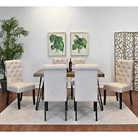 Streamdale Furniture 7-Piece Dining Set, Hairpin Dining Table with 6 Chairs, 4 Color Options