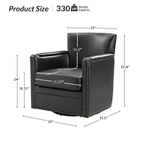 Hulala Home Pascual Contemporary 29'' Wide Genuine Leather Swivel Chair