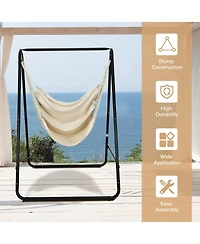 Sugift Hanging Padded Hammock Chair with Stand and Heavy Duty Steel