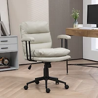 Homcom Home Office Chair with Adjustable Height, Pu Leather, Light