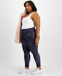 Id Ideology Plus Size Midnight Foil 7/8 Leggings, Created by Macy's