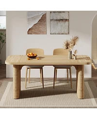 Tribesigns 62" Executive Desk, Large Computer Office Desk with Double Pedestal, Modern Simple Style Natural Wood Top Rectangle Writing Desk