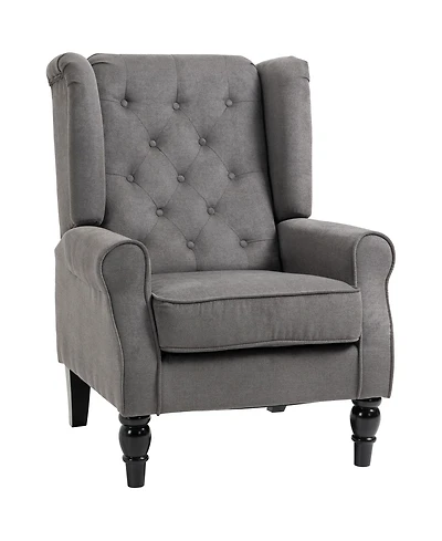 Homcom Accent Chair Button-Tufted Armchair with Wingback Round Arms