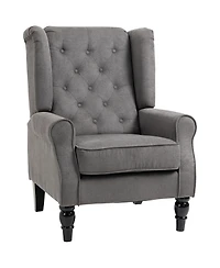 Homcom Accent Chair Button-Tufted Armchair with Wingback Round Arms