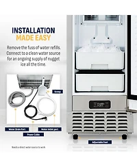 Newair 15” Undercounter Nugget Ice Maker, Pebble Ice Maker Producing 66 lbs. Daily, Built-in or Freestanding in Stainless Steel, Sonic Ice Make