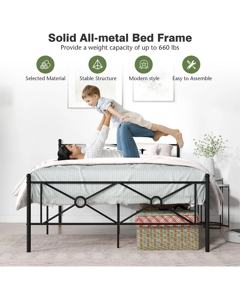 Sugift Full/Queen Metal Platform Bed Frame with Headboard and Footboard