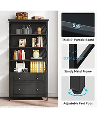Tribesigns 2 Drawer File Cabinet Filing Cabinet with Shelves Tall Vertical Filling Cabinet for Letter/Legal/A4 Size File, Printer Stand with Storage S