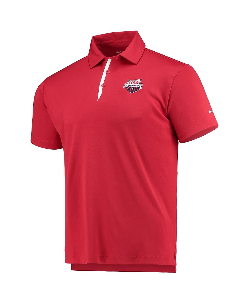 Columbia Men's Red Usa Swimming Swim Team Sand Save Polo Shirt