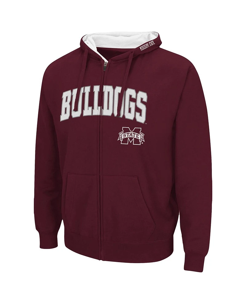 Colosseum Men's Maroon Mississippi State Bulldogs Arch Logo 3.0 Full-Zip Hoodie