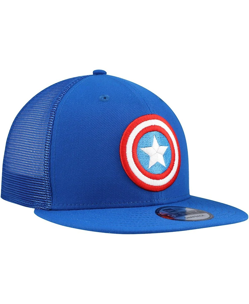 New Era Men's Blue Captain America 9FIFTY Snapback Trucker Hat