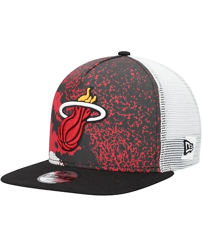 New Era Big Boys and Girls Black Miami Heat Court Sport 9FIFTY Snapback Hat