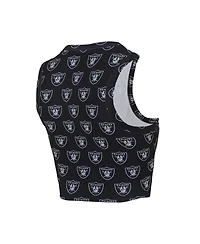 Concepts Sport Women's Las Vegas Raiders Gauge Allover Print Cropped Tank Top Shorts Sleep Set