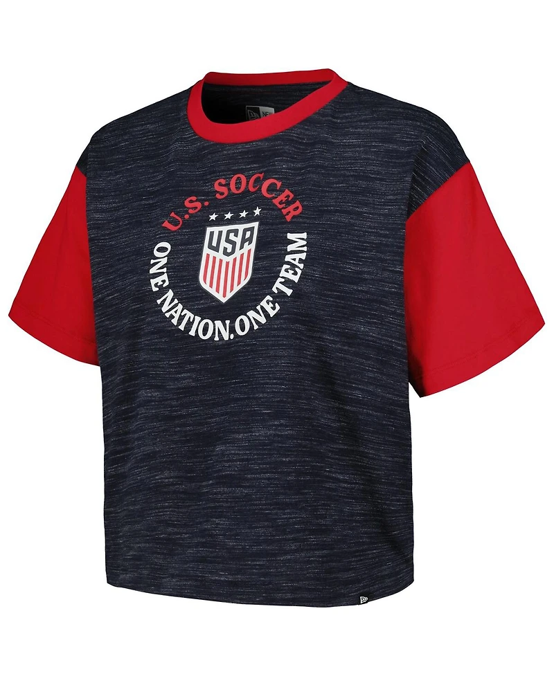 5th & Ocean Women's Navy Uswnt Athletic Cross Back Cropped T-Shirt
