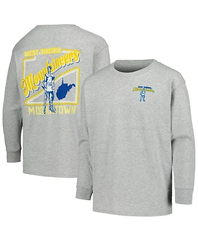 Image One Big Boys and Girls Gray West Virginia Mountaineers Retro Script Long Sleeve T-Shirt
