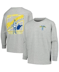 Image One Big Boys and Girls Gray West Virginia Mountaineers Retro Script Long Sleeve T-Shirt