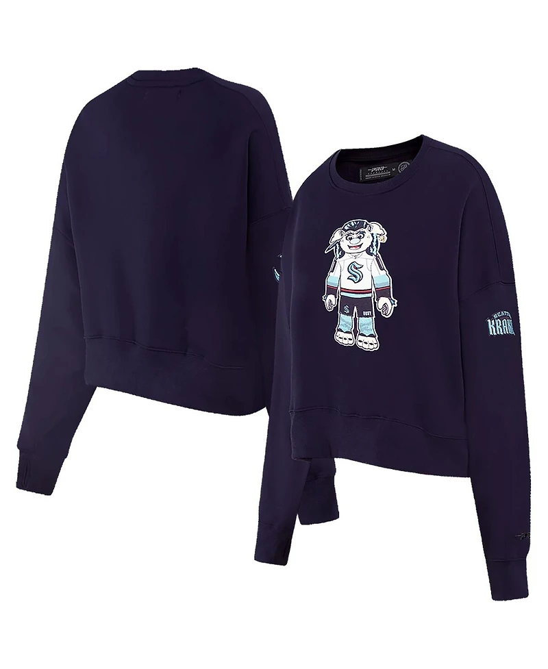 Pro Standard Women's Deep Sea Blue Seattle Kraken Mascot Crewneck Pullover Sweatshirt