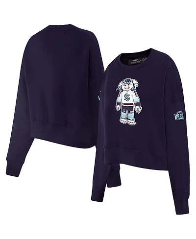 Pro Standard Women's Deep Sea Blue Seattle Kraken Mascot Crewneck Pullover Sweatshirt