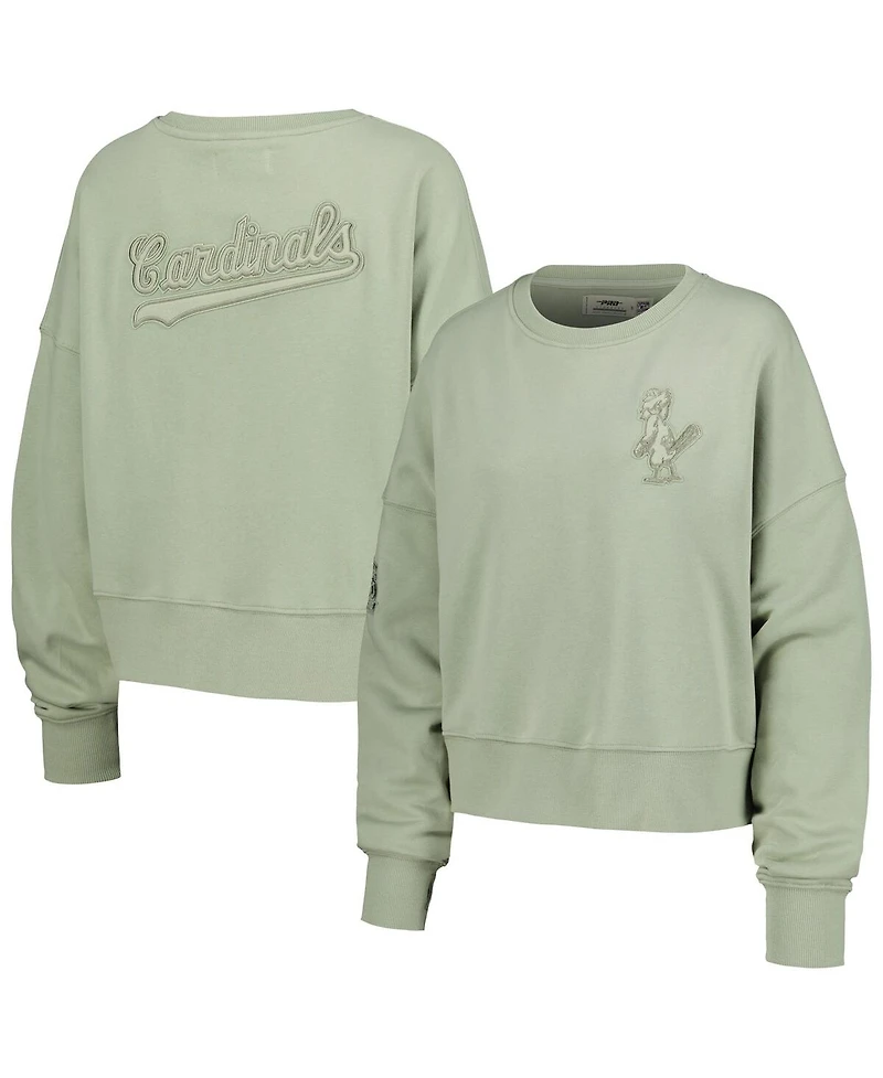 Pro Standard Women's Green St. Louis Cardinals Neutral Oversized Boxy Cropped Pullover Sweatshirt