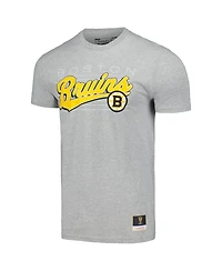 Mitchell & Ness Men's Heather Gray Boston Bruins 100th Anniversary Script Sweep T-Shirt