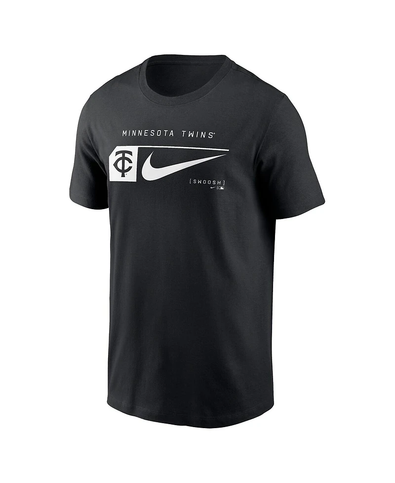 Nike Men's Black Minnesota Twins Fashion Graphic Swoosh T-Shirt