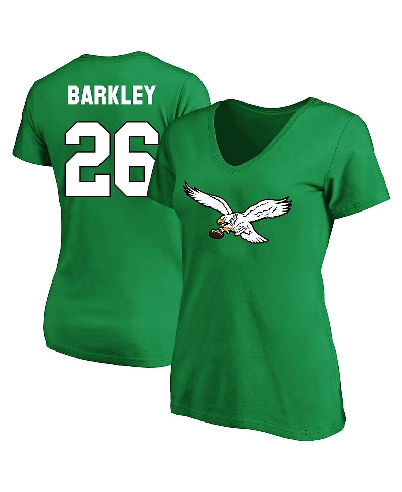 Fanatics Women's Saquon Barkley Kelly Green Philadelphia Eagles Plus Size Name Number V-Neck T-Shirt