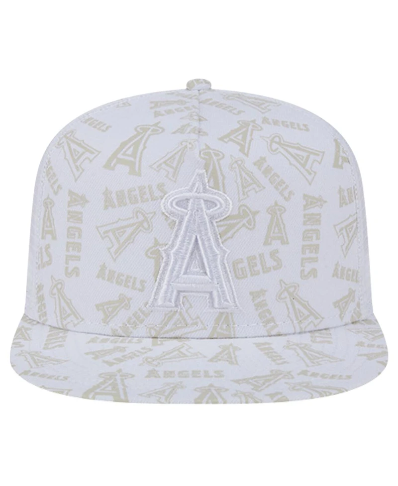 New Era Men's White Los Angeles Angels Logo Dunes A-Frame Trucker 9FIFTY Snapback Hat