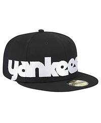 New Era Men's Black York Yankees Checkered Undervisor 59FIFTY Fitted Hat