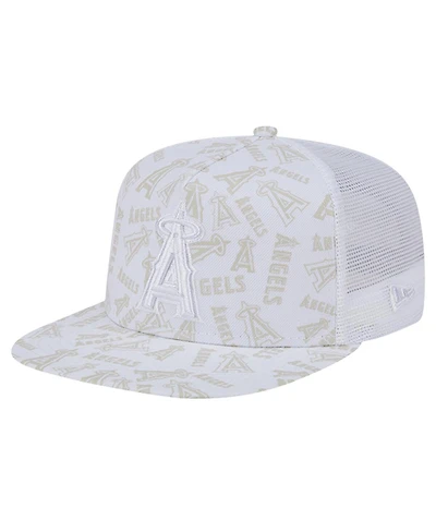 New Era Men's White Los Angeles Angels Logo Dunes A-Frame Trucker 9FIFTY Snapback Hat