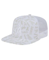 New Era Men's White Los Angeles Angels Logo Dunes A-Frame Trucker 9FIFTY Snapback Hat