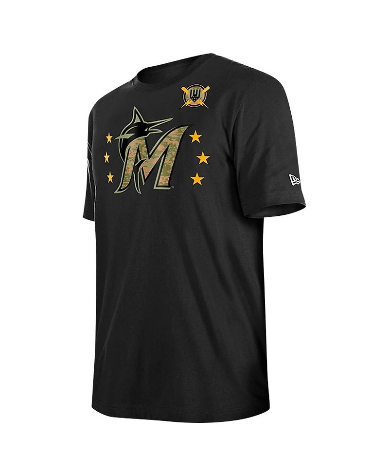 New Era Men's Black Miami Marlins 2024-Armed Forces Day T-Shirt