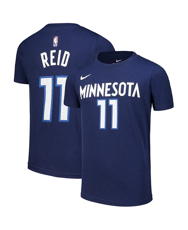 Nike Big Boys and Girls Naz Reid Navy Minnesota Timberwolves Icon Edition Name Number T-Shirt