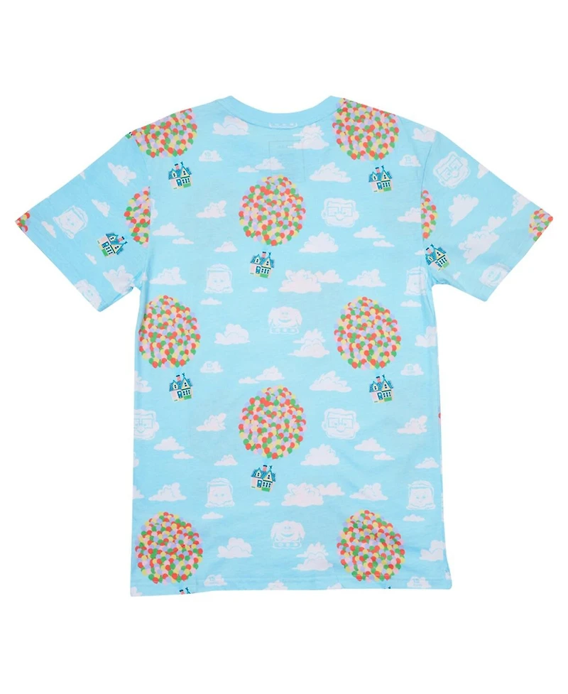 Loungefly Men's and Women's Light Blue Up 15th Anniversary Balloon House Allover Print T-Shirt