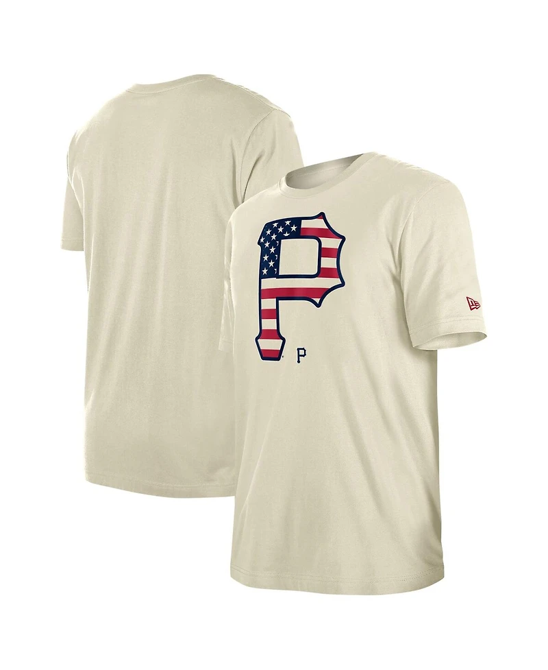 New Era Men's Cream Pittsburgh Pirates 4th of July Flag Fill T-Shirt