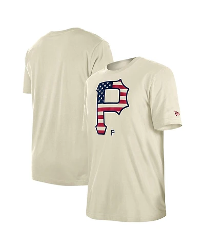 New Era Men's Cream Pittsburgh Pirates 4th of July Flag Fill T-Shirt