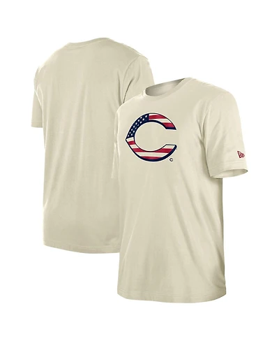 New Era Men's Cream Cincinnati Reds 4th of July Flag Fill T-Shirt