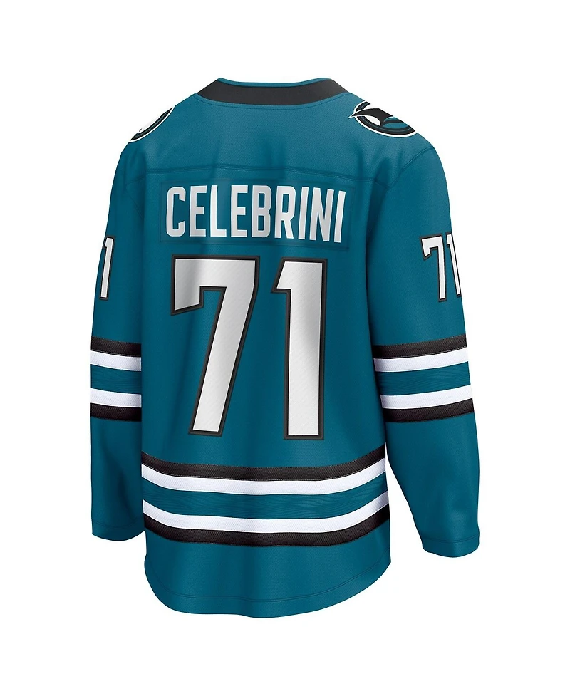 Fanatics Men's Macklin Celebrini Teal San Jose Sharks Home Breakaway Jersey