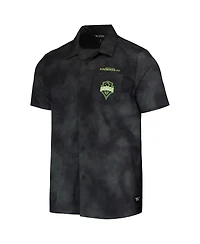 The Wild Collective Men's Black Seattle Sounders Fc Abstract Cloud Button-Up Shirt
