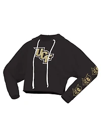 Spirit Jersey Women's Black Ucf Knights Oversized Cropped Pullover Hoodie
