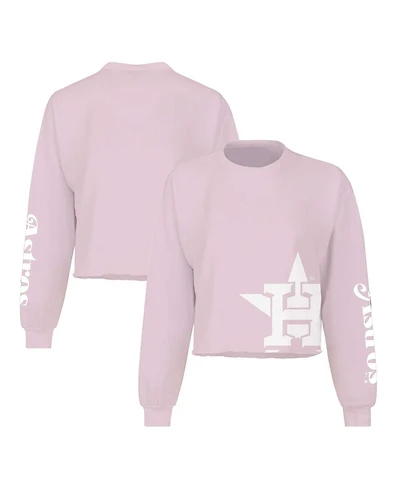Fanatics Women's Pink Houston Astros Cropped Slouchy Long Sleeve T-Shirt