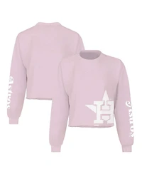 Fanatics Women's Pink Houston Astros Cropped Slouchy Long Sleeve T-Shirt