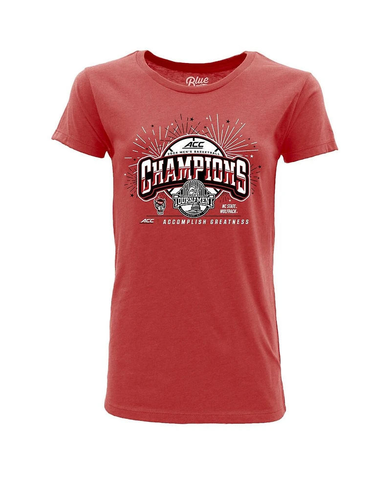 Blue 84 Women's Red Nc State Wolfpack 2024 Acc Men's Basketball Conference Tournament Champions Locker Room T-Shirt