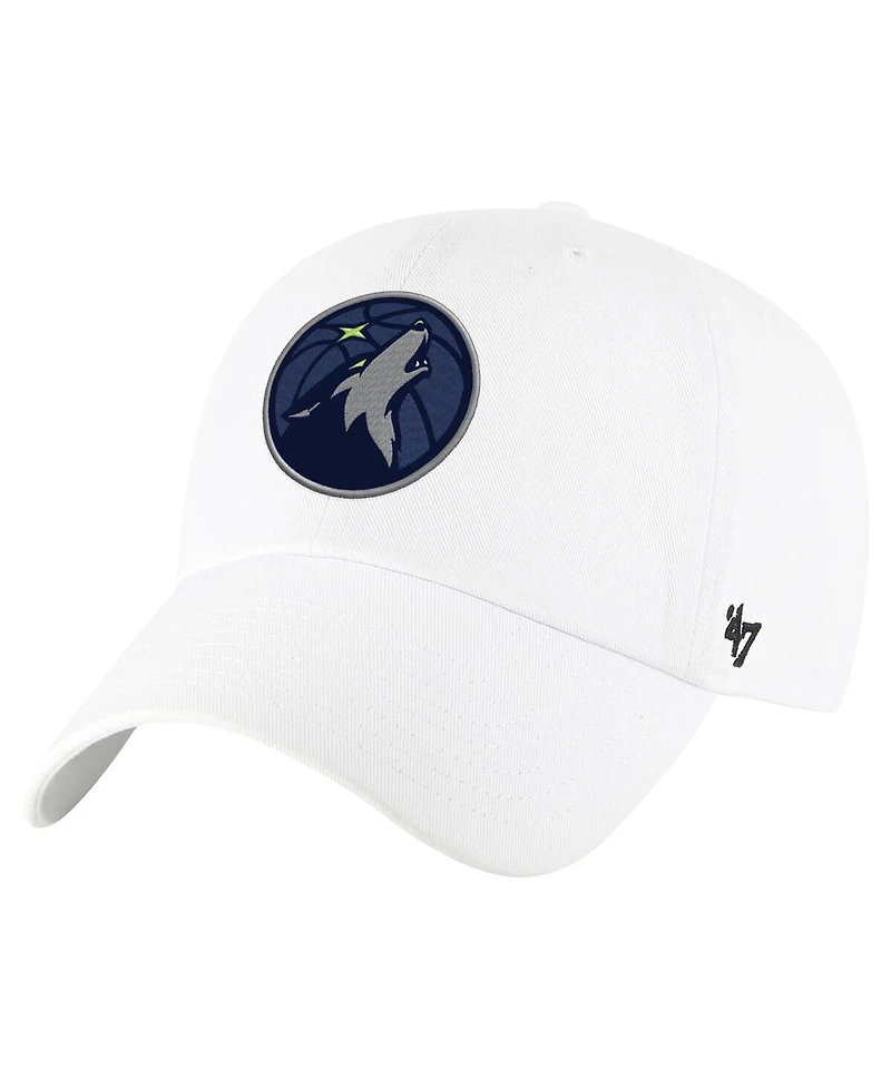 '47 Brand Men's White Minnesota Timberwolves Clean Up Adjustable Hat